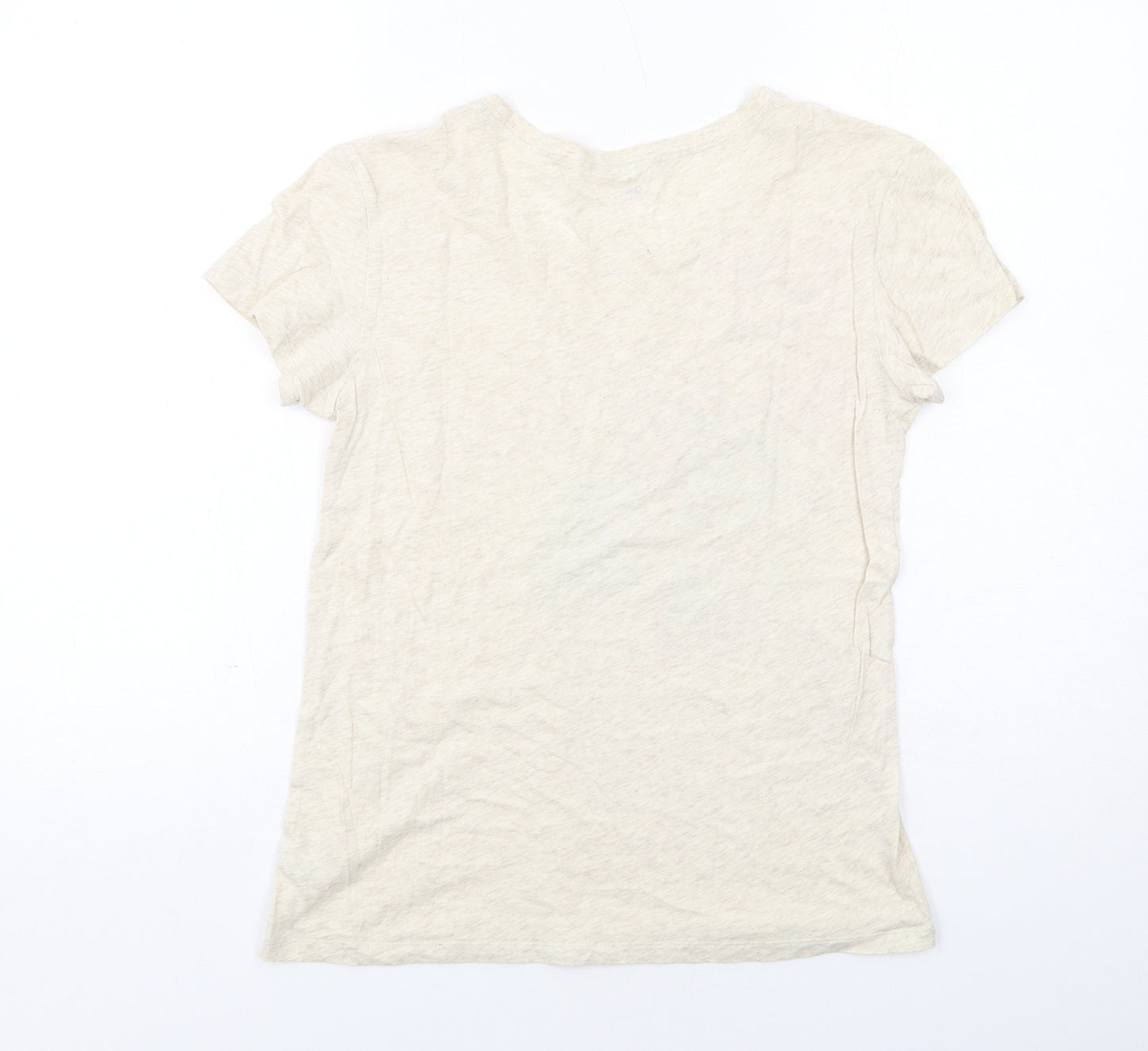 Gap Womens Beige Geometric Cotton Basic T-Shirt Size S Boat Neck