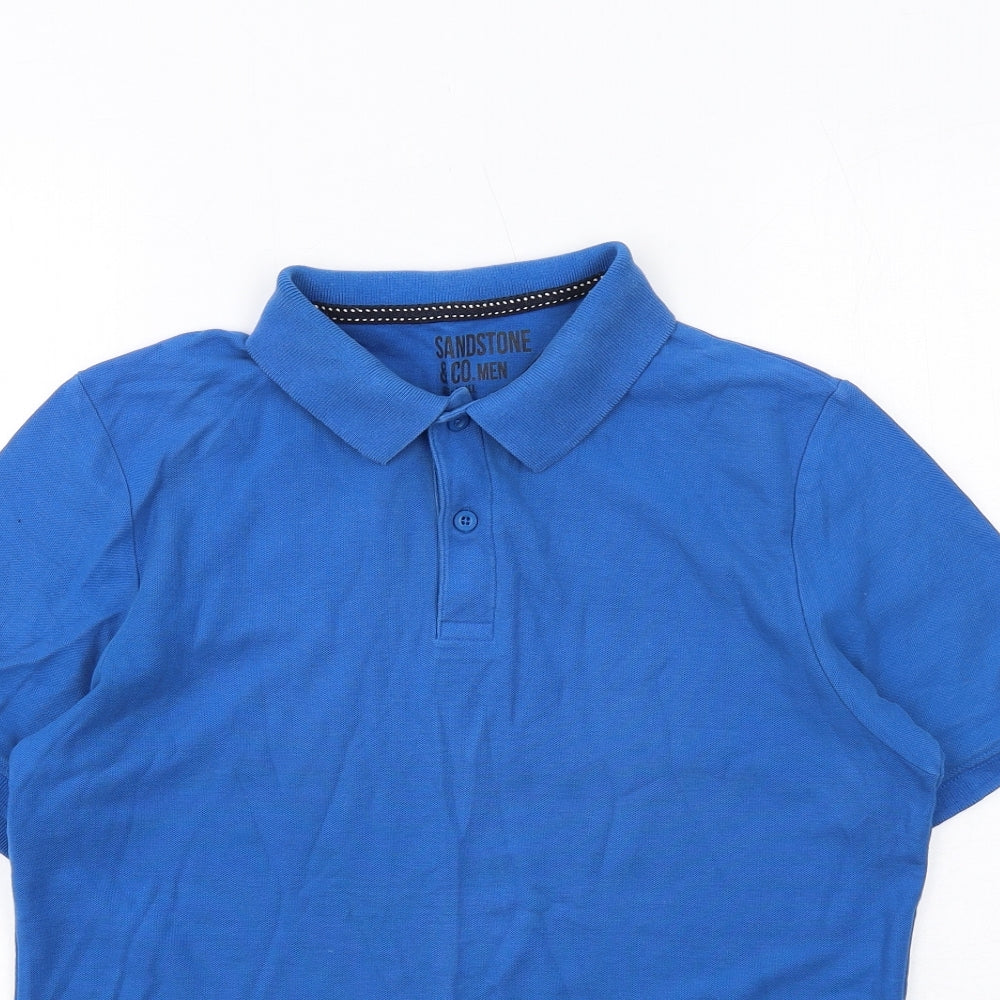 Sandstone & Co Mens Blue Cotton Polo Size S Collared Button