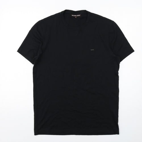Michael Kors Mens Black Cotton T-Shirt Size M Round Neck