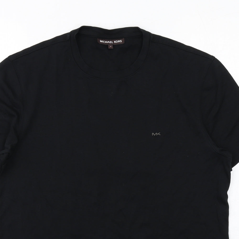 Michael Kors Mens Black Cotton T-Shirt Size M Round Neck