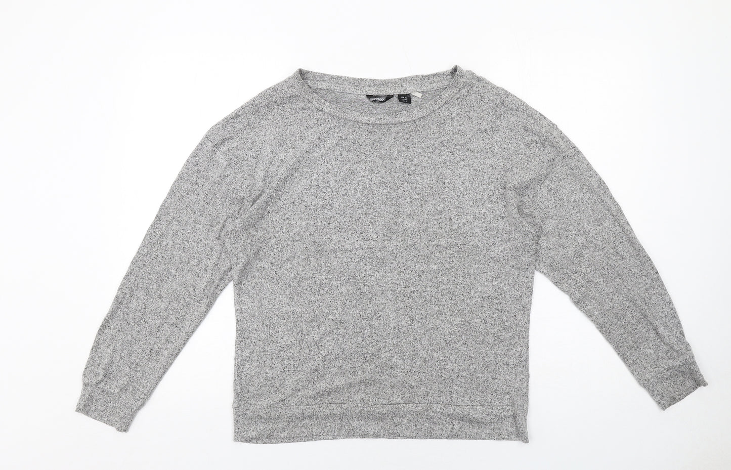 Golddigga Womens Grey Viscose Basic T-Shirt Size 12 Round Neck