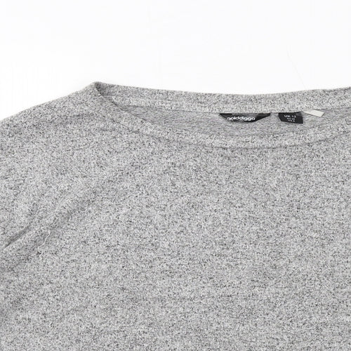 Golddigga Womens Grey Viscose Basic T-Shirt Size 12 Round Neck