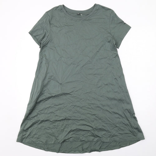 Uniqlo Womens Green Cotton T-Shirt Dress Size M Round Neck Pullover