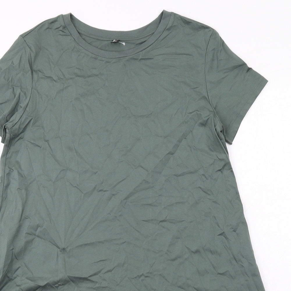 Uniqlo Womens Green Cotton T-Shirt Dress Size M Round Neck Pullover