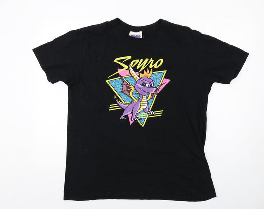Spyro Mens Black Cotton T-Shirt Size L Round Neck - Spyro