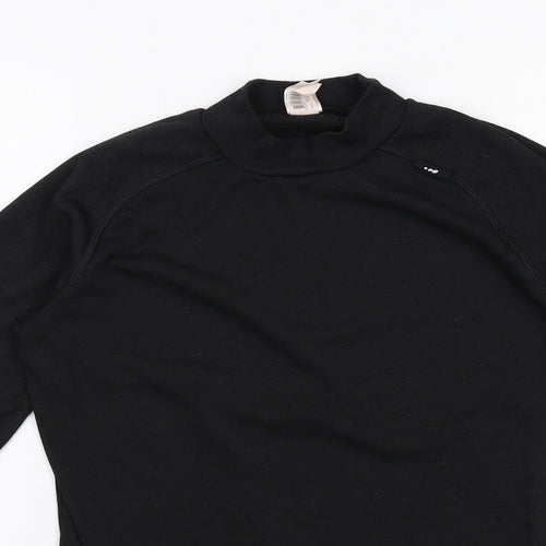 DECATHLON Mens Black Polyester Basic T-Shirt Size S Mock Neck Pullover