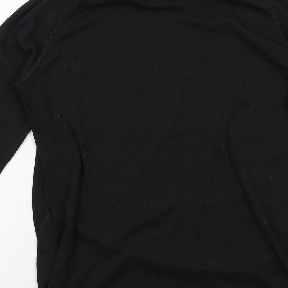 DECATHLON Mens Black Polyester Basic T-Shirt Size S Mock Neck Pullover