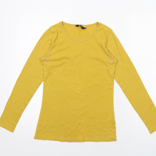 Dorothy Perkins Womens Yellow Cotton Basic T-Shirt Size 12 Round Neck