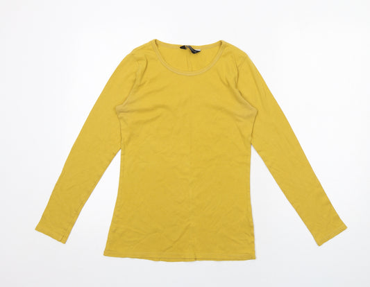 Dorothy Perkins Womens Yellow Cotton Basic T-Shirt Size 12 Round Neck