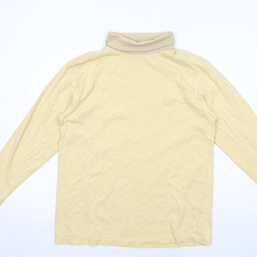 Cotton Traders Mens Yellow Cotton T-Shirt Size S Roll Neck