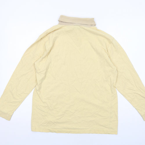 Cotton Traders Mens Yellow Cotton T-Shirt Size S Roll Neck