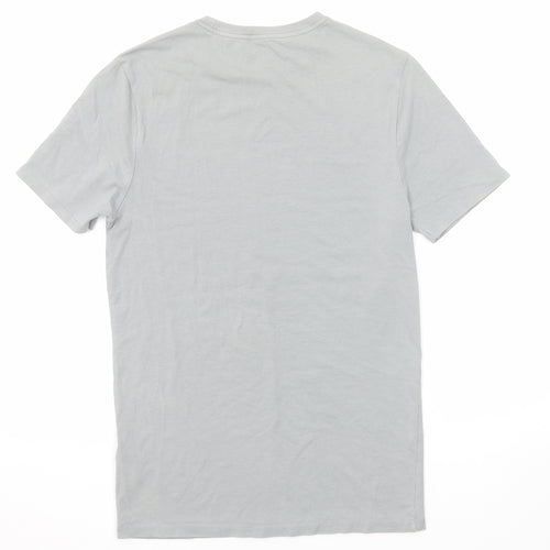 River Island Mens Grey Cotton T-Shirt Size S Round Neck