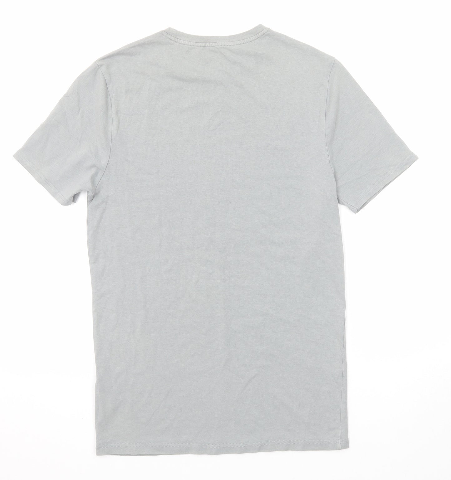 River Island Mens Grey Cotton T-Shirt Size S Round Neck