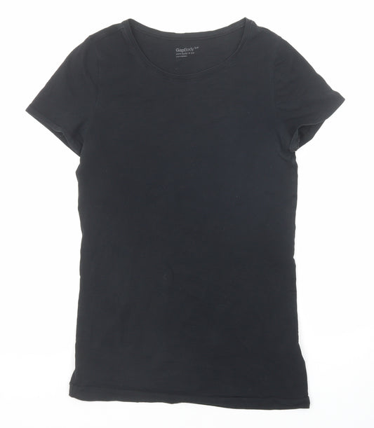 Gap Womens Black Cotton Basic T-Shirt Size S Boat Neck