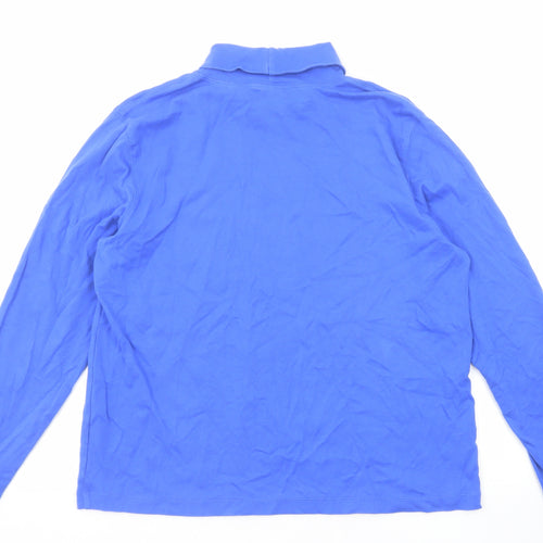 Lands' End Womens Blue Cotton Basic T-Shirt Size 14 Round Neck - Size 14-16