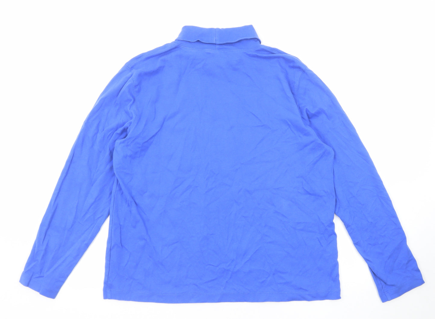 Lands' End Womens Blue Cotton Basic T-Shirt Size 14 Round Neck - Size 14-16