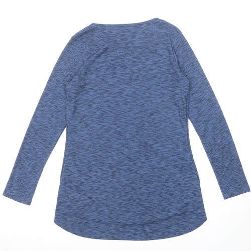Lisa Rinna Womens Blue Polyester Basic T-Shirt Size XS Boat Neck - Marled