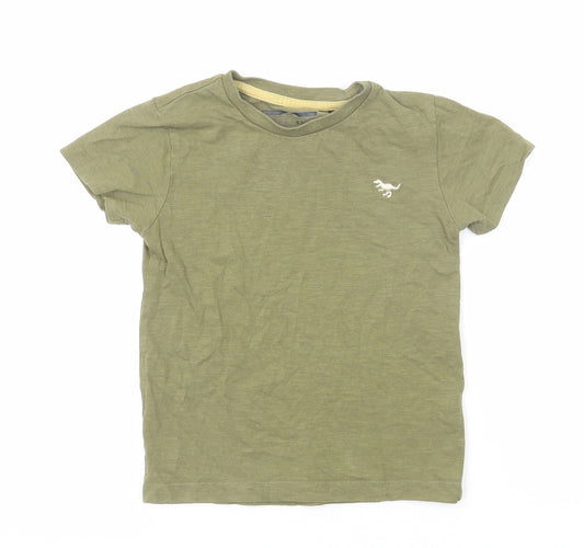 NEXT Boys Green Cotton Basic T-Shirt Size 2-3 Years Round Neck Pullover - Dinosaur