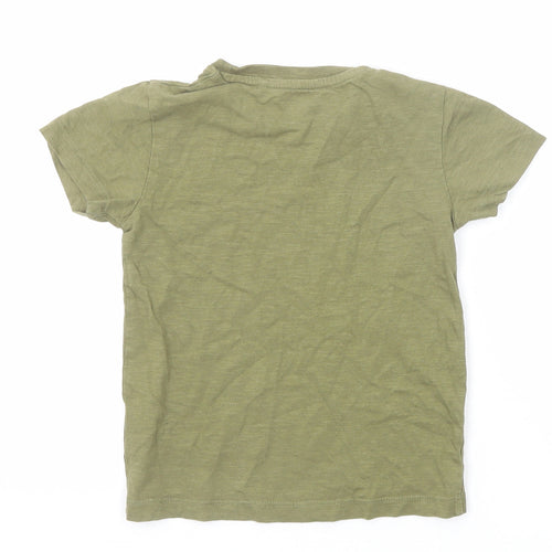 NEXT Boys Green Cotton Basic T-Shirt Size 2-3 Years Round Neck Pullover - Dinosaur