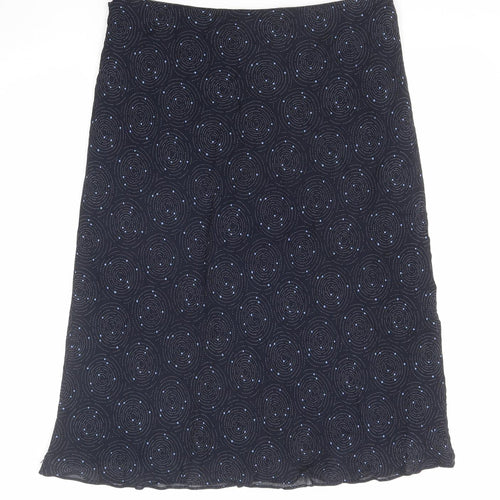 Marks and Spencer Womens Blue Geometric Viscose Swing Skirt Size 16