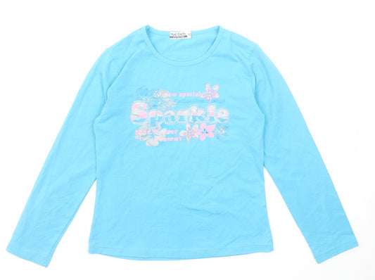 Naf Girls Girls Blue Polyester Basic T-Shirt Size 10 Years Round Neck Pullover - Sparkle