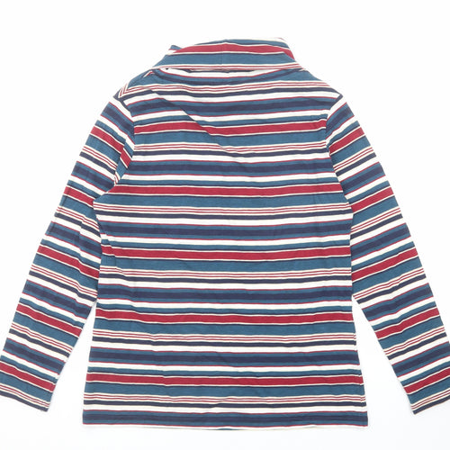 EWM Womens Multicoloured Striped Cotton Basic T-Shirt Size 8 Roll Neck