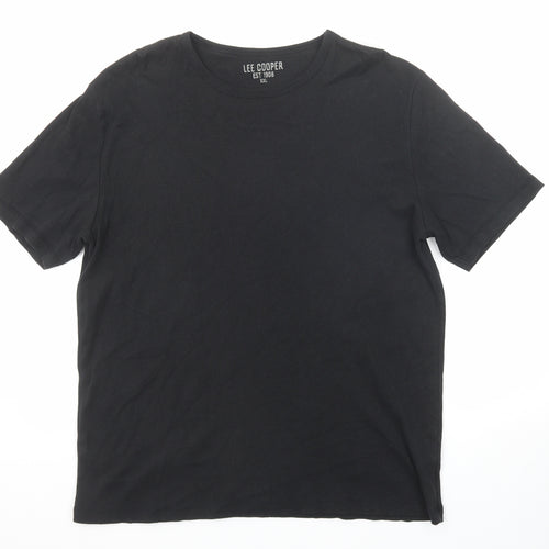 Lee Cooper Mens Black Cotton T-Shirt Size 2XL Round Neck