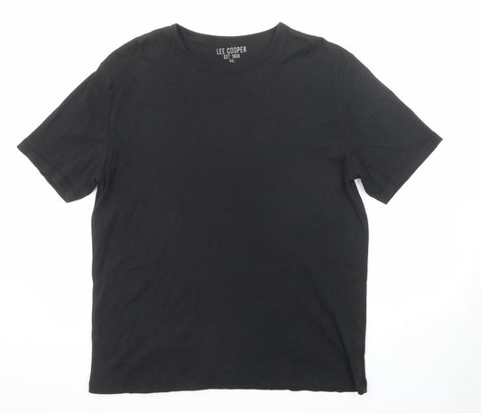 Lee Cooper Mens Black Cotton T-Shirt Size 2XL Round Neck