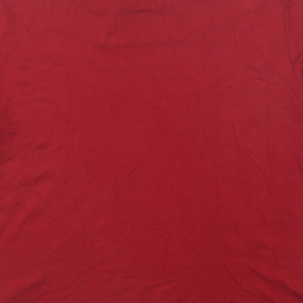 Marks and Spencer Womens Red Viscose Basic T-Shirt Size 14 Boat Neck
