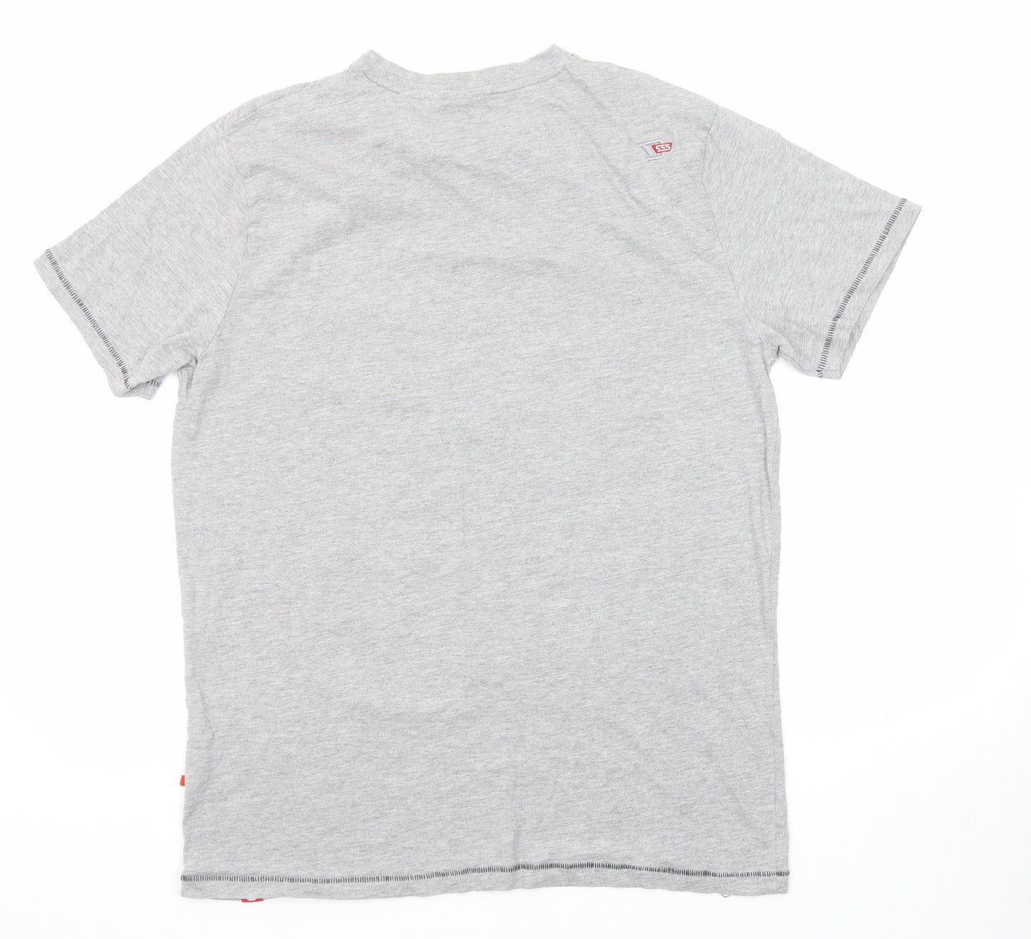D555 Mens Grey Cotton T-Shirt Size L Round Neck - New York