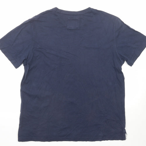 Crew Clothing Mens Blue Cotton T-Shirt Size XL Round Neck