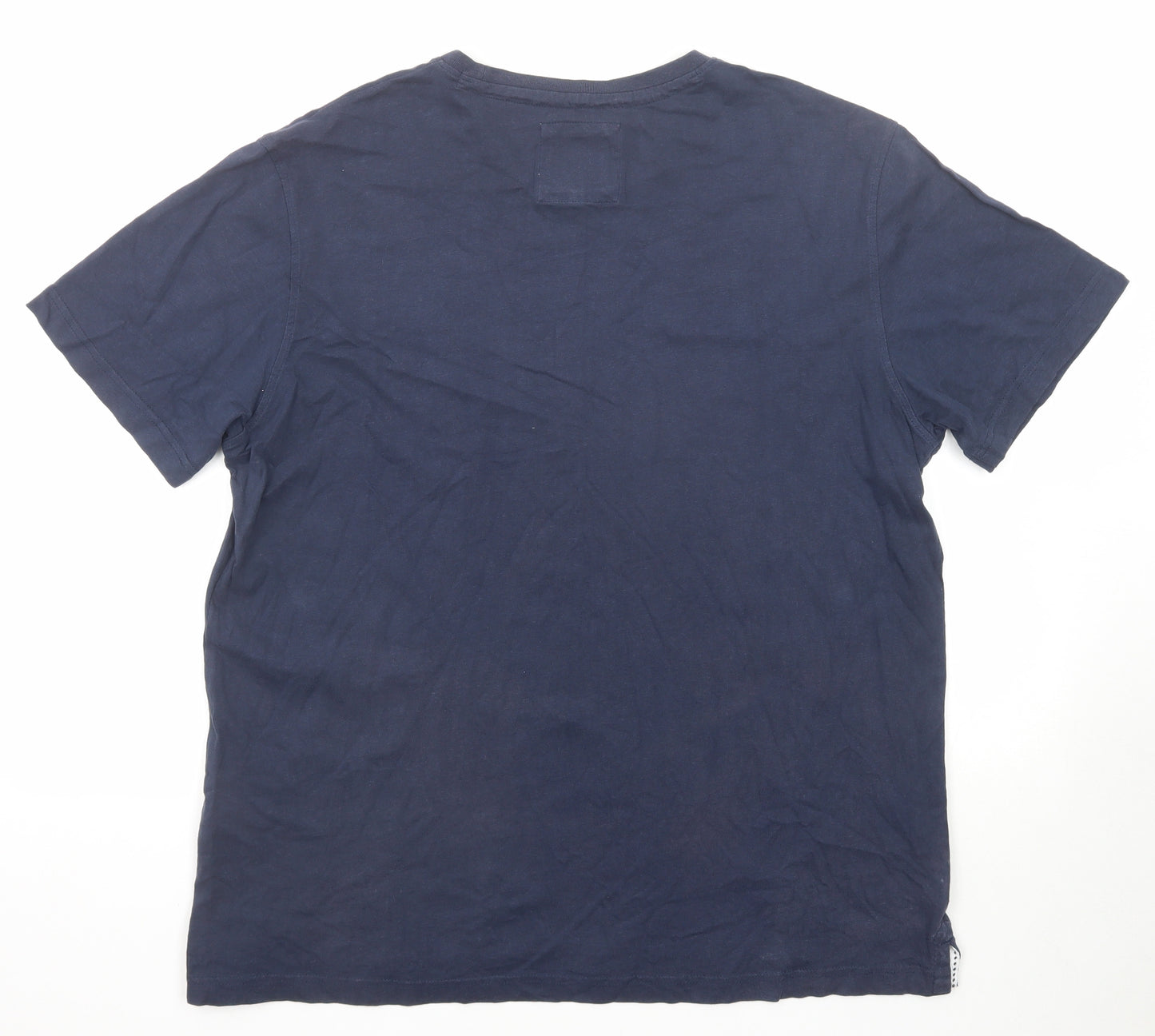 Crew Clothing Mens Blue Cotton T-Shirt Size XL Round Neck