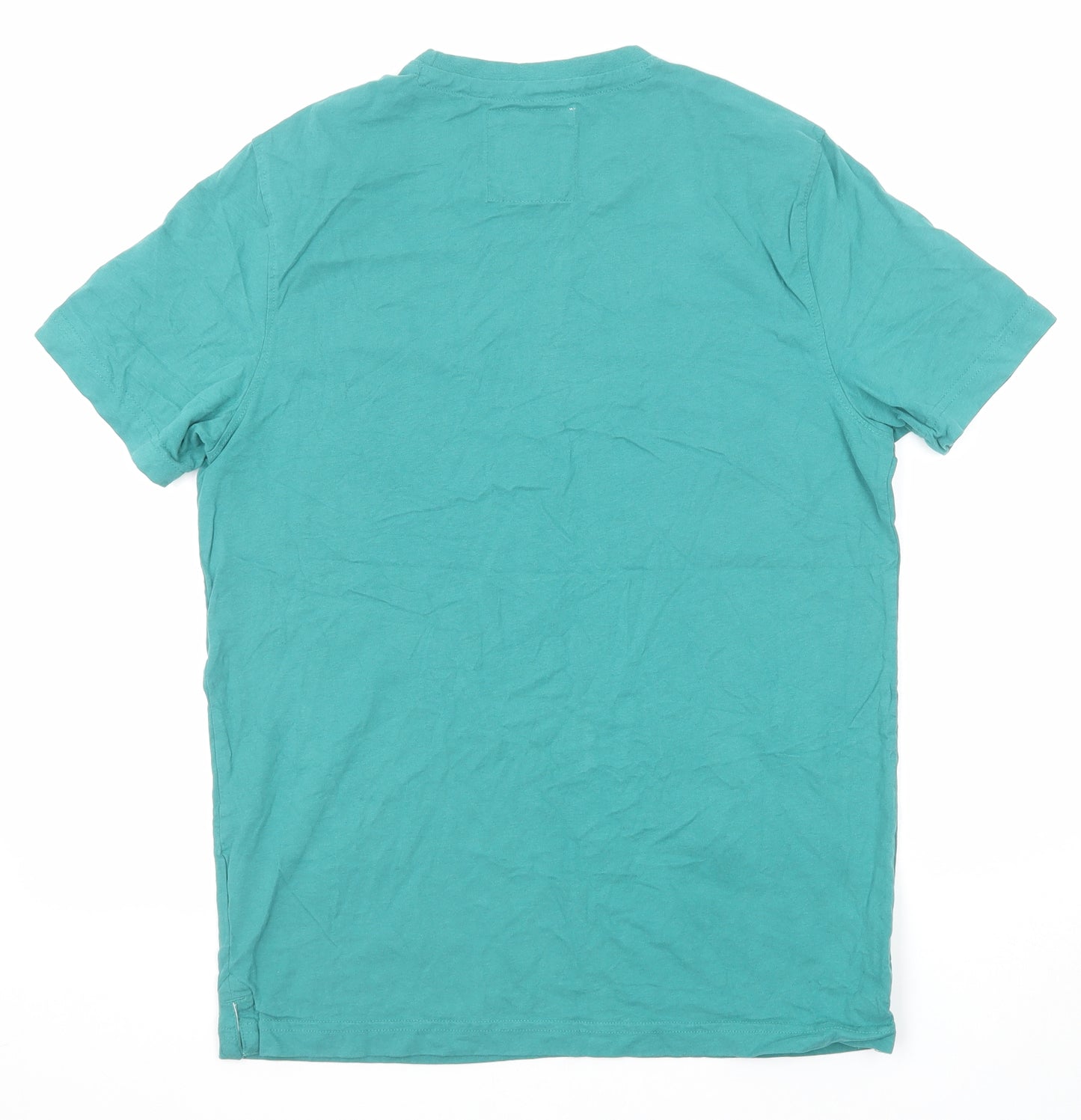 Crew Clothing Mens Green Cotton T-Shirt Size M Round Neck