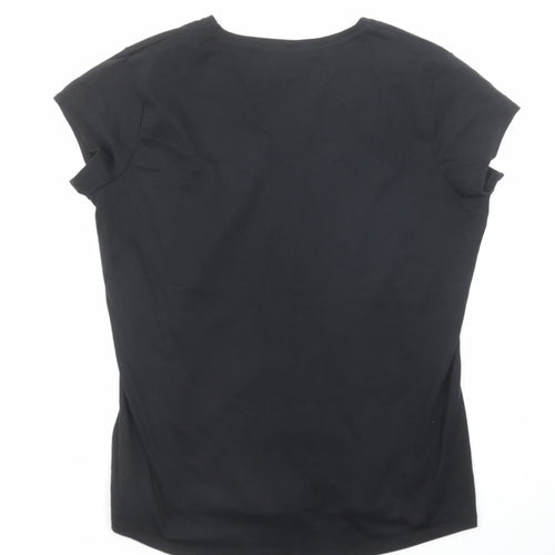 LA Gear Womens Black Polyester Basic T-Shirt Size 18 V-Neck