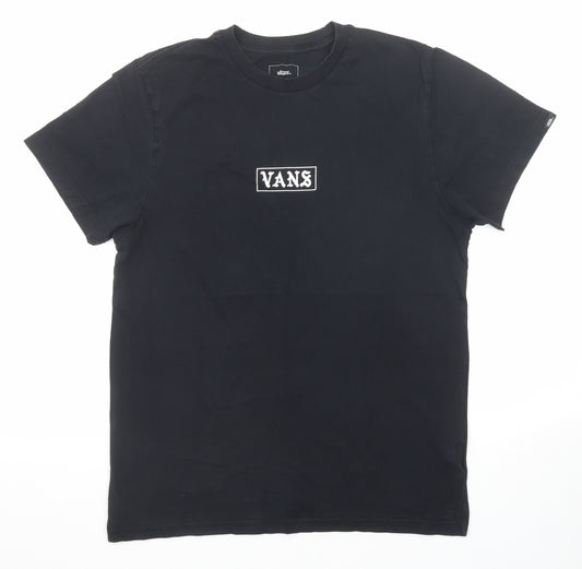 VANS Mens Black Cotton T-Shirt Size M Round Neck
