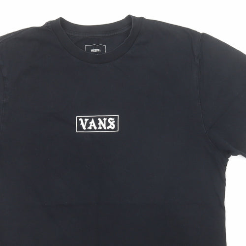 VANS Mens Black Cotton T-Shirt Size M Round Neck