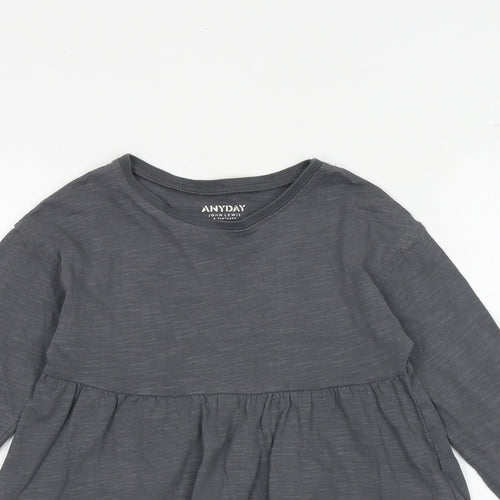 John Lewis Girls Grey 100% Cotton T-Shirt Dress Size 6 Years Boat Neck Pullover - Tiered
