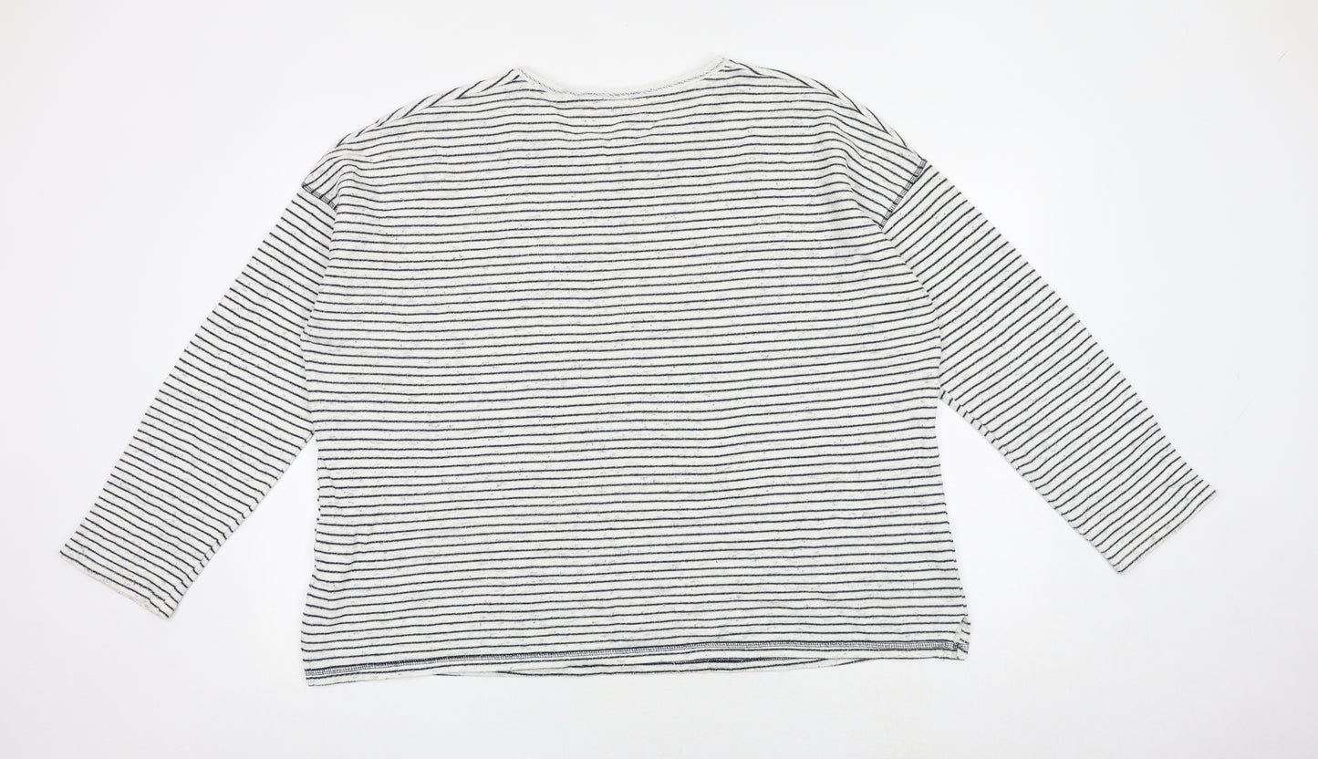 Marks and Spencer Womens White Striped Cotton Pullover Sweatshirt Size 20 Pullover