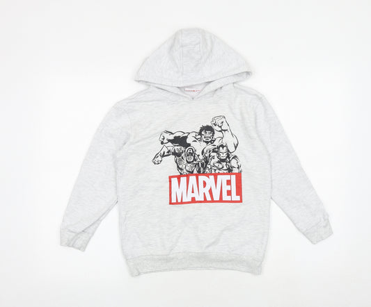 Marvel Boys Grey Cotton Pullover Hoodie Size 9-10 Years Pullover