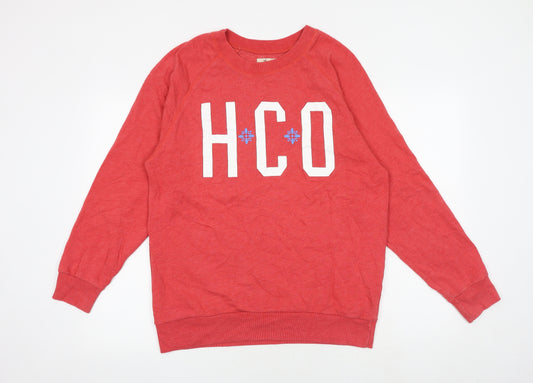 Hollister Mens Red Cotton Pullover Sweatshirt Size S