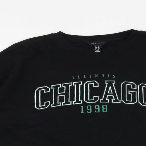New Look Womens Black Cotton Pullover Sweatshirt Size S Pullover - Chicago