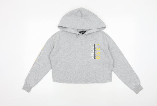 New Look Girls Grey Cotton Pullover Hoodie Size 10-11 Years Pullover - Bronx