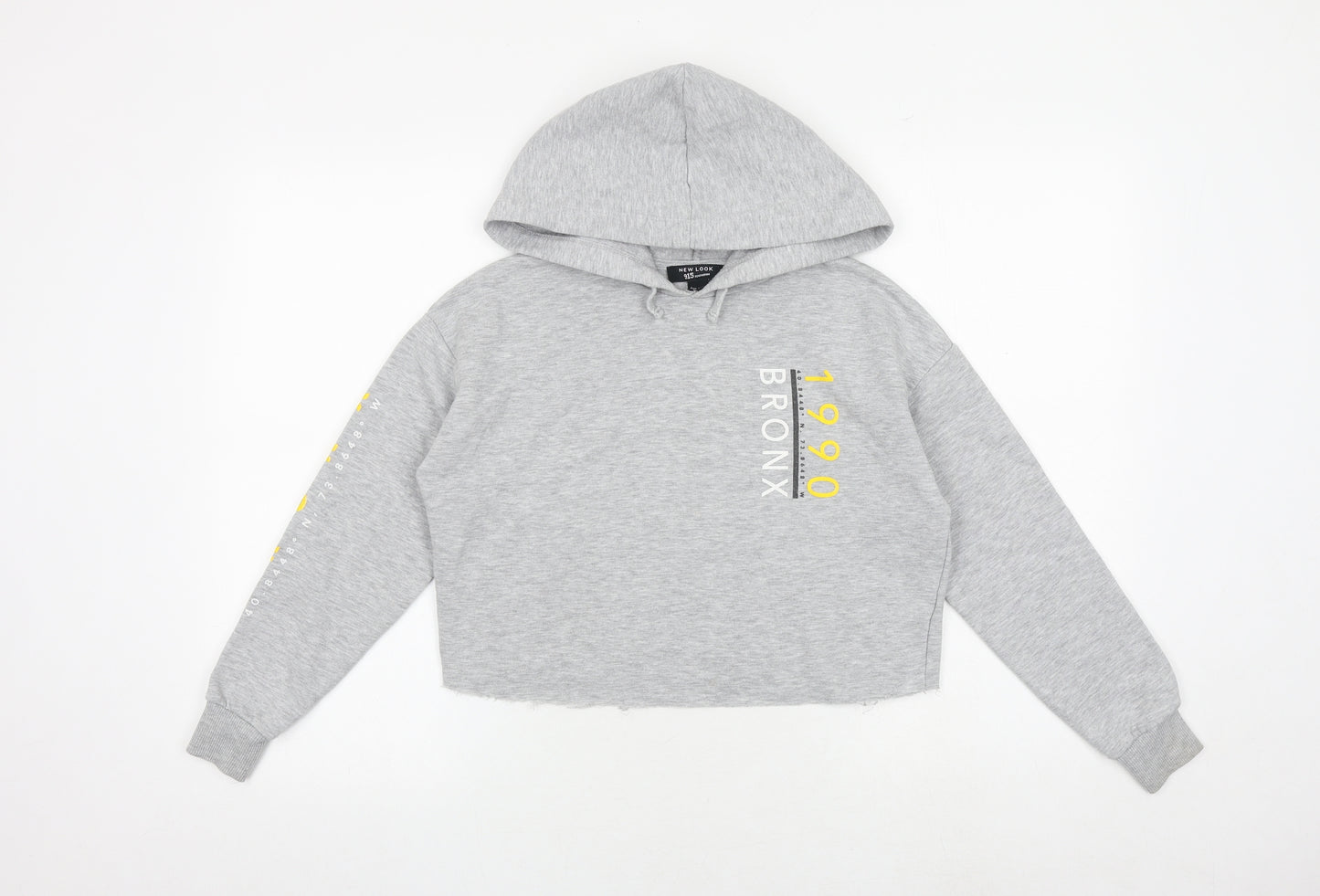 New Look Girls Grey Cotton Pullover Hoodie Size 10-11 Years Pullover - Bronx