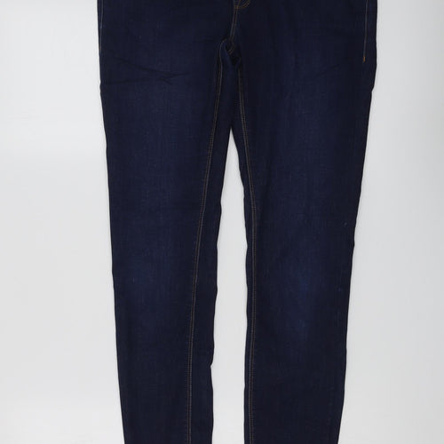 Topshop Womens Blue Cotton Skinny Jeans Size 10 L30 in Regular