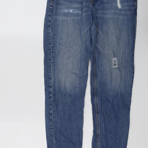 Topshop Womens Blue Cotton Straight Jeans Size 24 in L25 in Regular Button