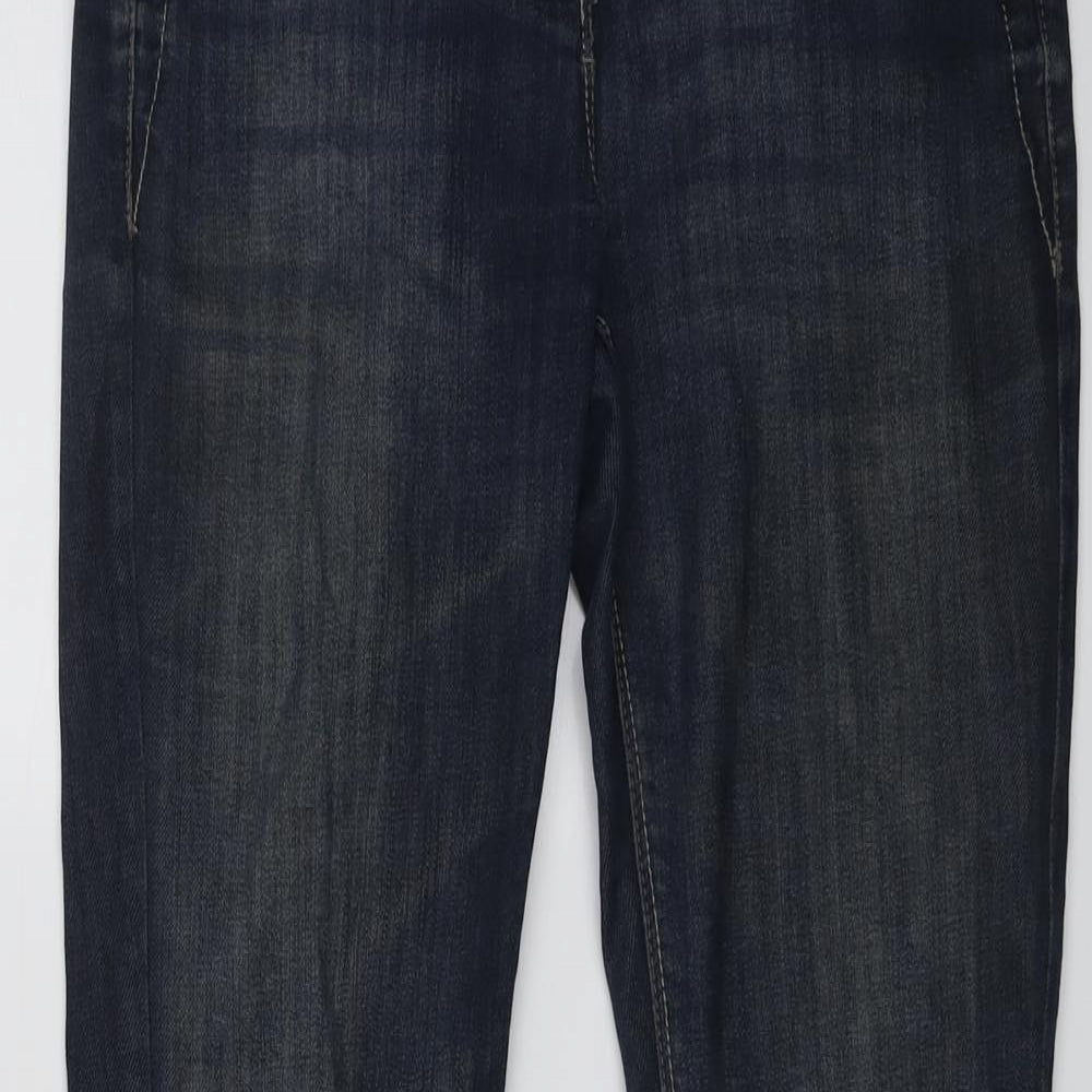 NEXT Womens Blue Cotton Bootcut Jeans Size 8 L28 in Regular Button