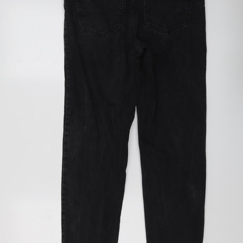 New Look Womens Grey Cotton Straight Jeans Size 12 L28 in Regular Button