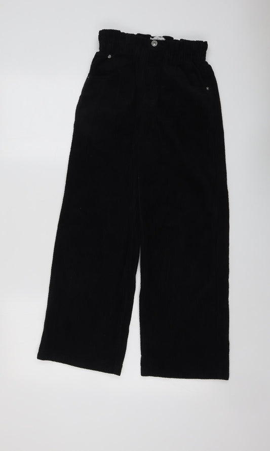 Zara Girls Black Cotton Jogger Trousers Size 13-14 Years Regular Button
