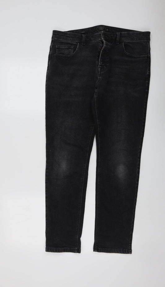 NEXT Mens Grey Cotton Straight Jeans Size 34 in L29 in Regular Button