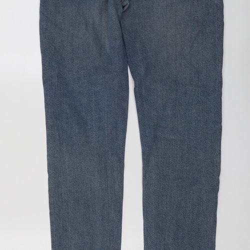 Zara Mens Blue Cotton Straight Jeans Size 30 in L32 in Regular Button